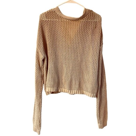 No Boundaries,Beige Crocheted Brown Button Down Sweater Cardigan 3XG (XXXL) (21) - Picture 4 of 17